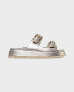 Double-Buckle Platform Slide^Ann Mashburn Shop