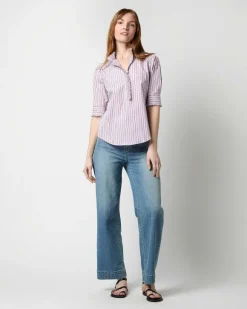 Elbow-Sleeve Frill Shirt^Ann Mashburn Cheap