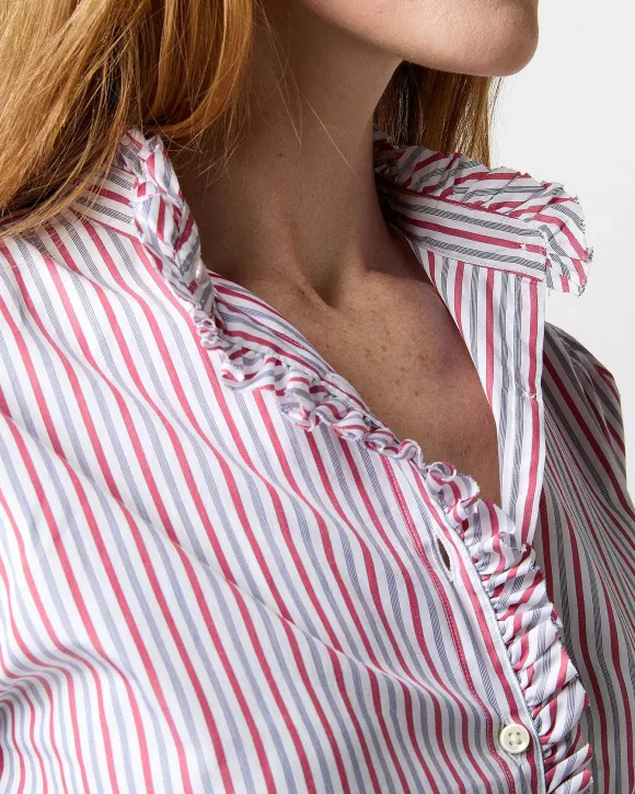 Elbow-Sleeve Frill Shirt^Ann Mashburn Cheap