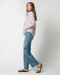 Elbow-Sleeve Frill Shirt^Ann Mashburn Cheap