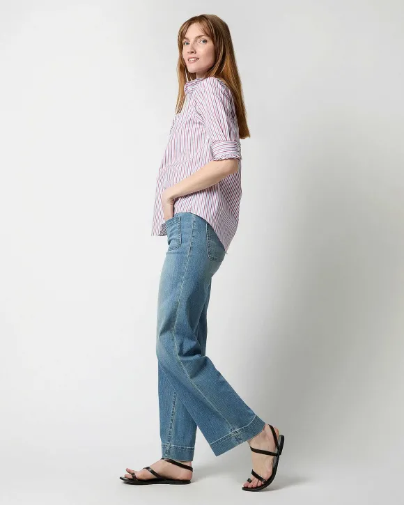 Elbow-Sleeve Frill Shirt^Ann Mashburn Cheap
