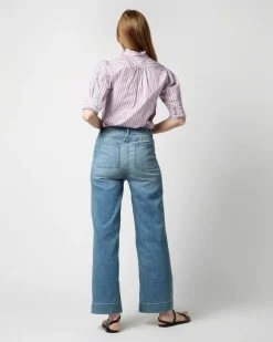 Elbow-Sleeve Frill Shirt^Ann Mashburn Cheap