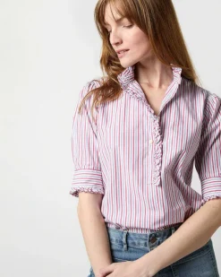 Elbow-Sleeve Frill Shirt^Ann Mashburn Cheap