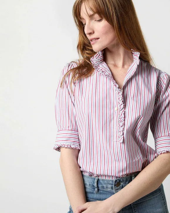 Elbow-Sleeve Frill Shirt^Ann Mashburn Cheap