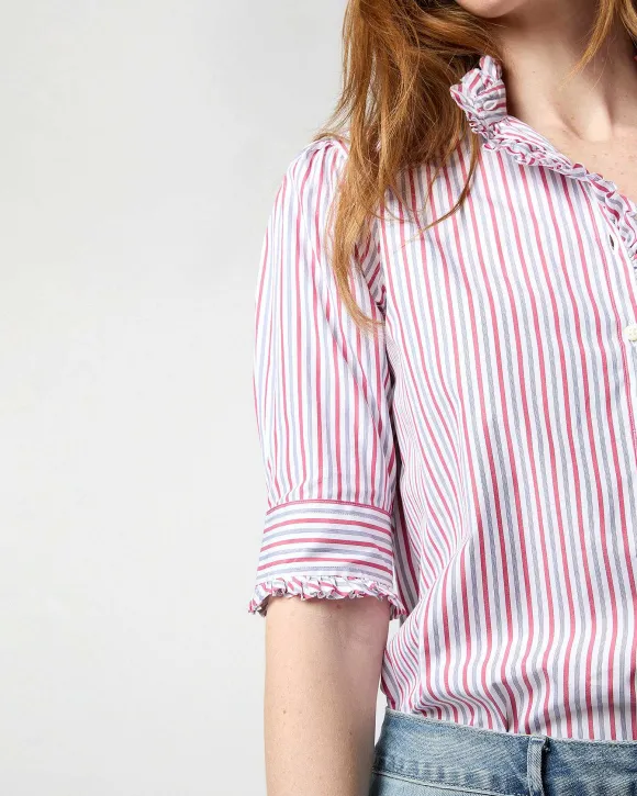Elbow-Sleeve Frill Shirt^Ann Mashburn Cheap