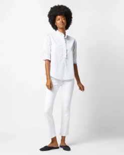 Elbow-Sleeve Frill Shirt^Ann Mashburn Clearance