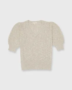 Giselle Pointelle V-Neck Sweater^Ann Mashburn New