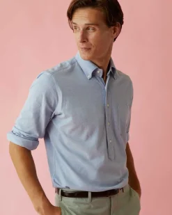 Knit Button-Down Popover Shirt^Sid Mashburn Fashion