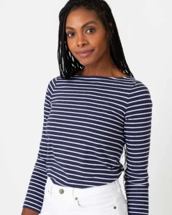 Long-Sleeved Boatneck Tee^Ann Mashburn Fashion