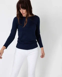 Long-Sleeved Boatneck Tee^Ann Mashburn Store