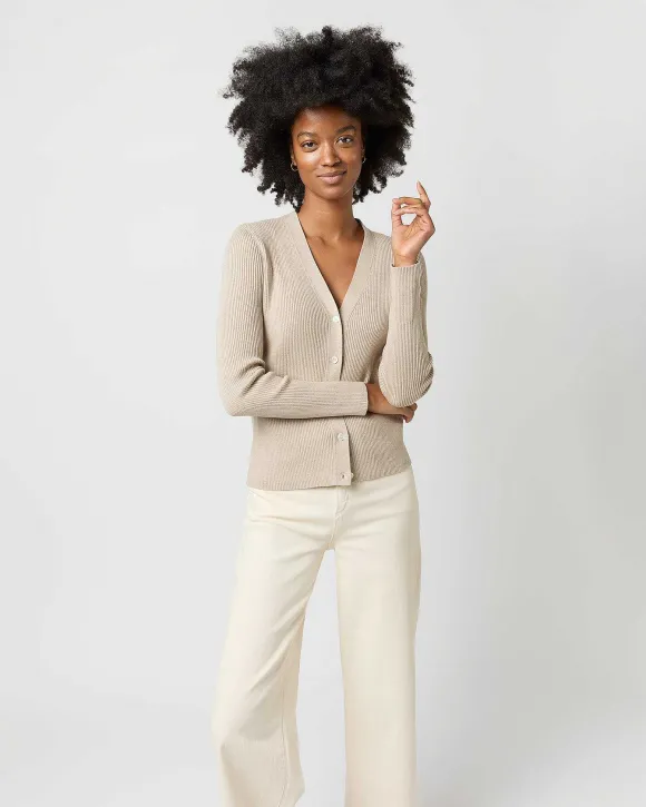 Nia Long-Sleeved Ribbed Cardigan^Ann Mashburn New