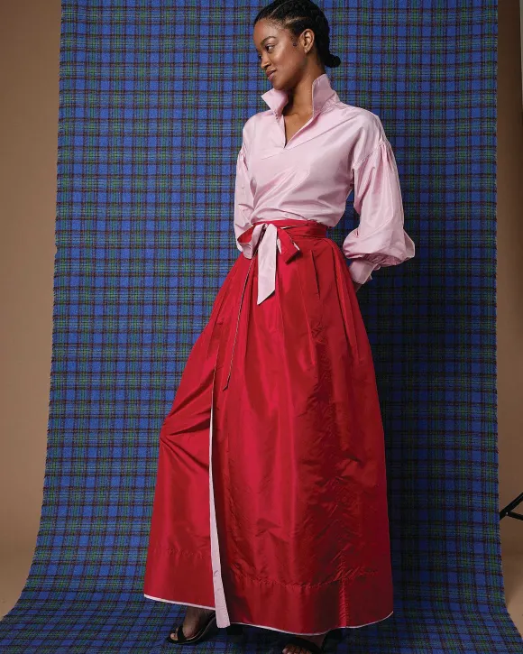 Reversible Pleated Wrap Skirt^Ann Mashburn Cheap