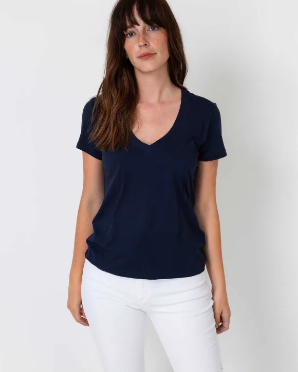 Short-Sleeved Deep-V Tee^Ann Mashburn Cheap