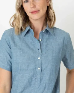 Short-Sleeved Popover Dress^Ann Mashburn Shop