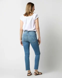 The Mid Rise Dazzler Ankle Fray Jean^Mother Denim New